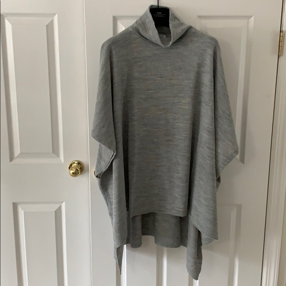 Summer & Rose Gray Knit Poncho Pullover Cowl Neck